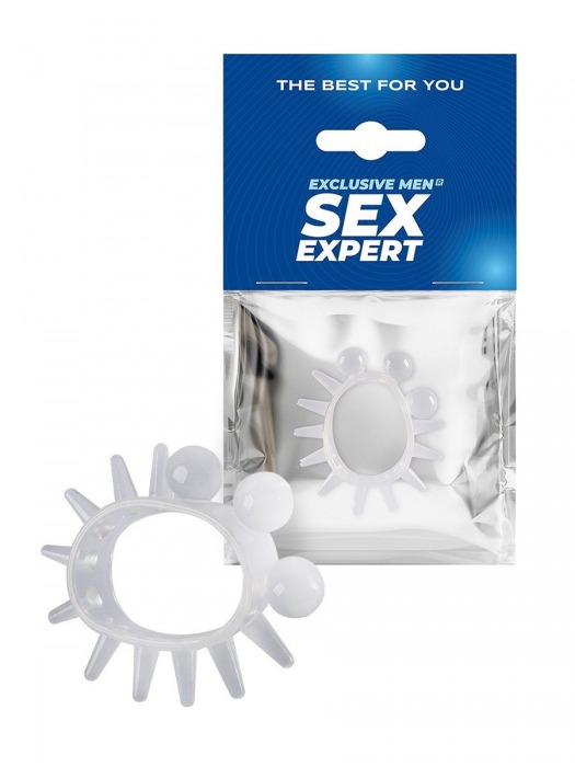Эластичное эрекционное кольцо с шариками и лучами - Sex Expert - в Нальчике купить с доставкой