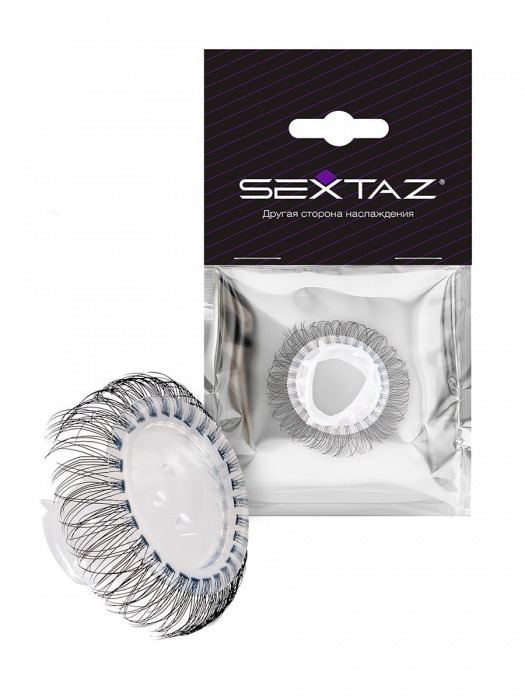 Эластичное эрекционное кольцо с длинными черными «ресничками» - Sextaz - в Нальчике купить с доставкой