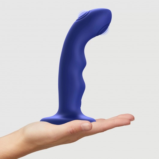 Синяя насадка-стимулятор Strap-On-Me Tapping Dildo Wave - Strap-on-me - купить с доставкой в Нальчике