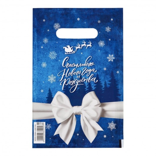 Сине-белый подарочный новогодний пакет с вырубной ручкой (20х30 см) - Сима-Ленд - купить с доставкой в Нальчике