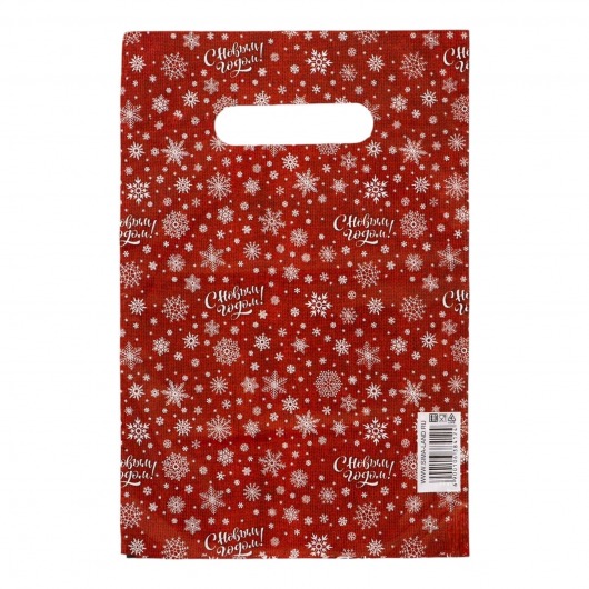 Красный подарочный новогодний пакет с вырубной ручкой (20х30 см) - Сима-Ленд - купить с доставкой в Нальчике