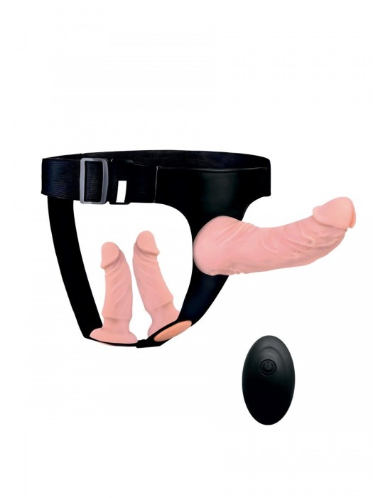 Женский страпон с 3 насадками и вибрацией - Erowoman-Eroman - купить с доставкой в Нальчике