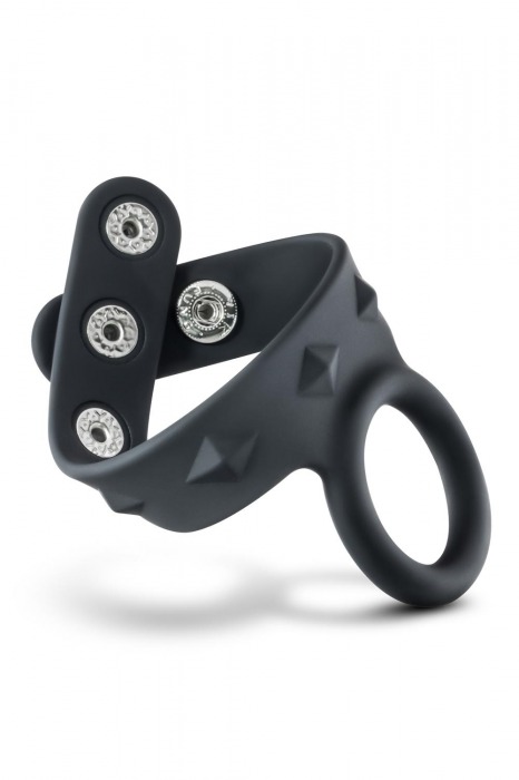 Черное эрекционное кольцо с подхватом мошонки на кнопках VS6 - Blush Novelties - в Нальчике купить с доставкой