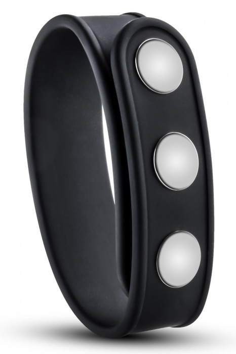 Черное эрекционное кольцо на кнопках - Blush Novelties - в Нальчике купить с доставкой