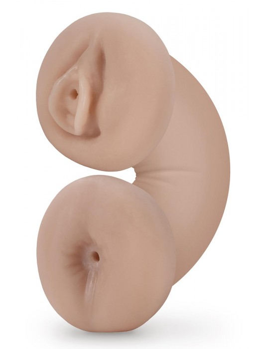 Телесный люминесцентный двусторонний мастурбатор Tasha - Blush Novelties - в Нальчике купить с доставкой