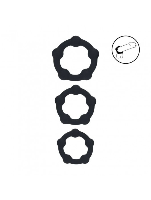 Набор из 3 эрекционных колец Beaded Silicone Cockring Set - Shots Media BV - в Нальчике купить с доставкой