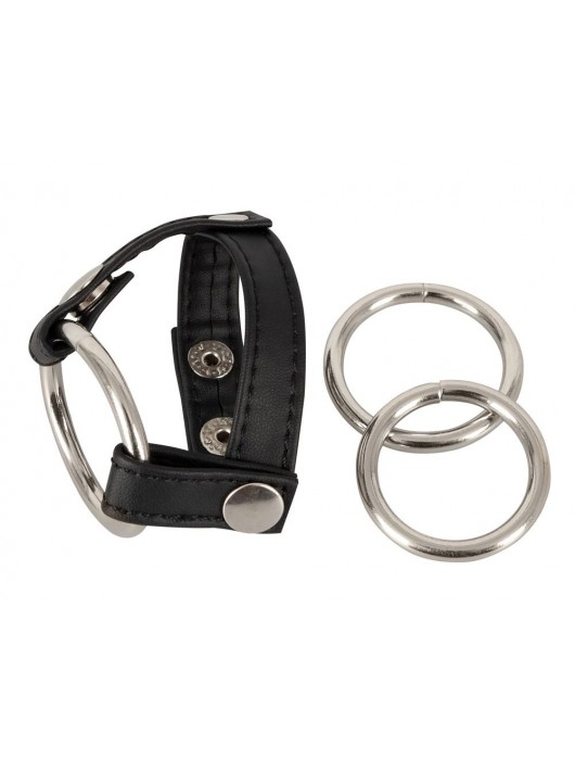 Подхват для мошонки с 3 съемными эрекционными кольцами Leder-Riemen - Orion - в Нальчике купить с доставкой