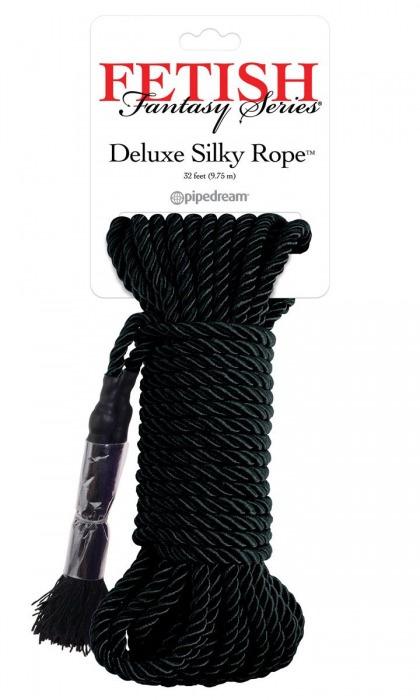 Черная веревка для фиксации Deluxe Silky Rope - 9,75 м. - Pipedream - купить с доставкой в Нальчике