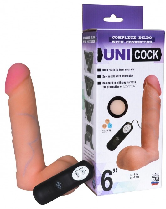 Фаллическая насадка Харнесс UNICOCK 6  с вибрацией - 18 см. - LOVETOY (А-Полимер) - купить с доставкой в Нальчике