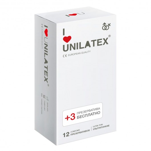 Ультратонкие презервативы Unilatex Ultra Thin - 12 шт. + 3 шт. в подарок - Unilatex - купить с доставкой в Нальчике