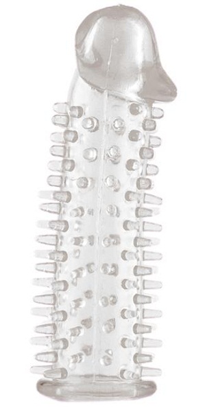 Прозрачная насадка на половой член с закрытой головкой и шипами - 12,5 см. - Toyfa Basic - в Нальчике купить с доставкой