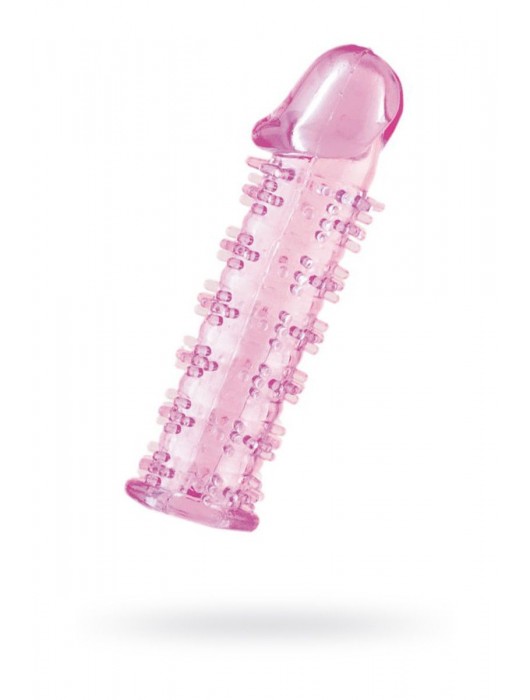 Гелевая розовая насадка на фаллос с шипами - 12 см. - Toyfa Basic - в Нальчике купить с доставкой