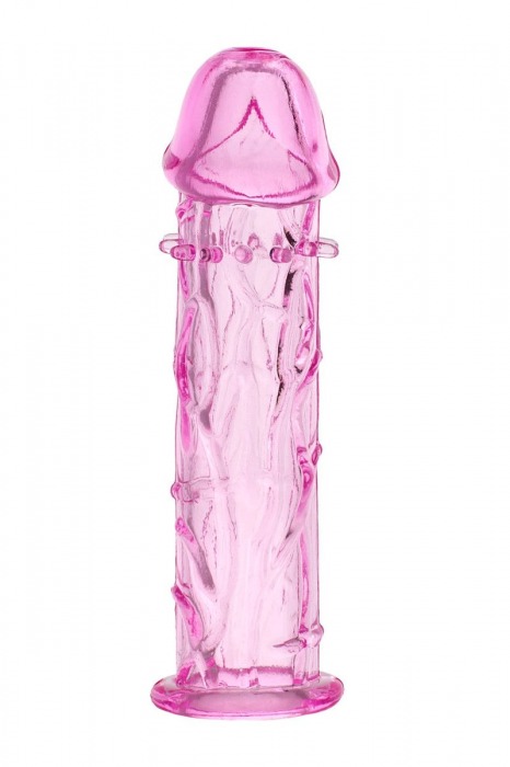 Гладкая розовая насадка с усиками под головкой - 12,5 см. - Toyfa Basic - в Нальчике купить с доставкой