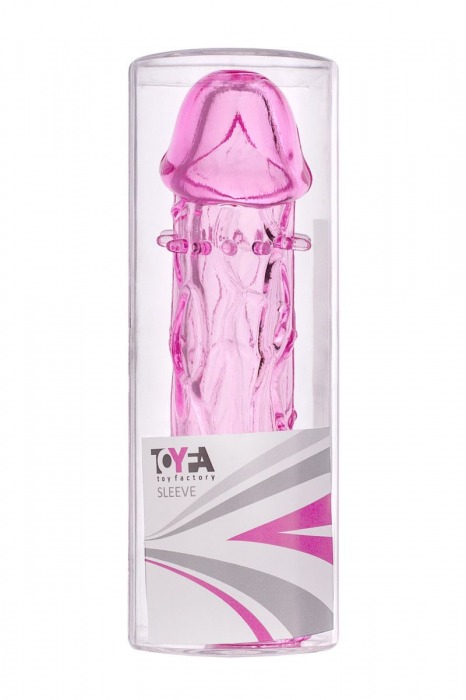 Гладкая розовая насадка с усиками под головкой - 12,5 см. - Toyfa Basic - в Нальчике купить с доставкой