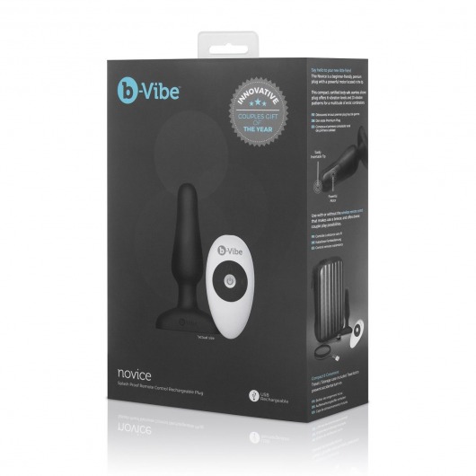 Анальная вибропробка чёрного цвета NOVICE REMOTE CONTROL PLUG BLACK - 10,2 см. - b-Vibe