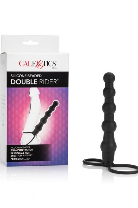 Насадка на пенис для двойного проникновения Silicone Beaded Double Rider - 14 см. - California Exotic Novelties - в Нальчике купить с доставкой