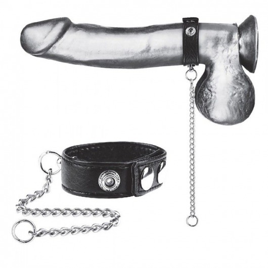 Утяжка на пенис с поводком Snap Cock Ring With 12  Leash - BlueLine - купить с доставкой в Нальчике