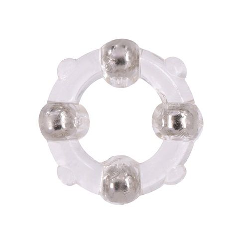 Эрекционное кольцо с 4 бусинами MENZSTUFF STUD RING CLEAR - Dream Toys - в Нальчике купить с доставкой