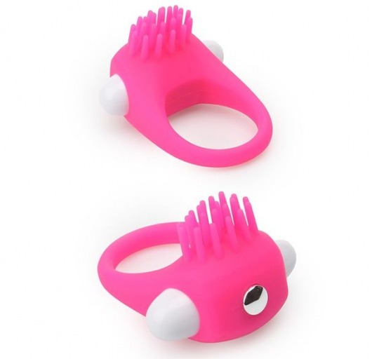 Розовое эрекционное кольцо с щеточкой LIT-UP SILICONE STIMU RING 5 - Dream Toys - в Нальчике купить с доставкой