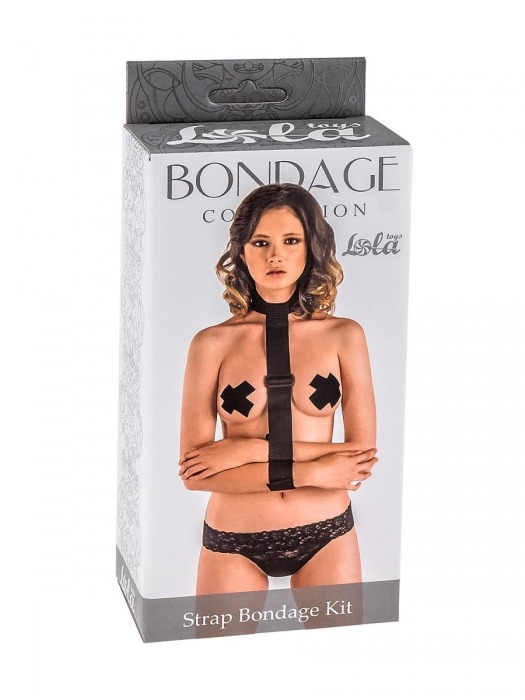 Ошейник с длинной лентой и наручниками Strap Bondage Kit One Size - Lola Games - купить с доставкой в Нальчике