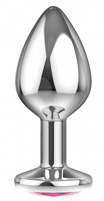 Большая серебристая анальная пробка Diamond Pink Sparkle Large с розовым кристаллом - 8 см. - Lola Games - купить с доставкой в Нальчике