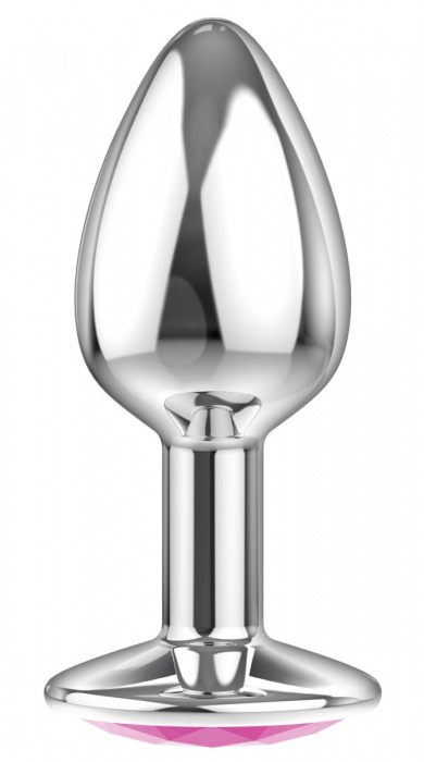 Малая серебристая анальная пробка Diamond Pink Sparkle Small с розовым кристаллом - 7 см. - Lola Games - купить с доставкой в Нальчике