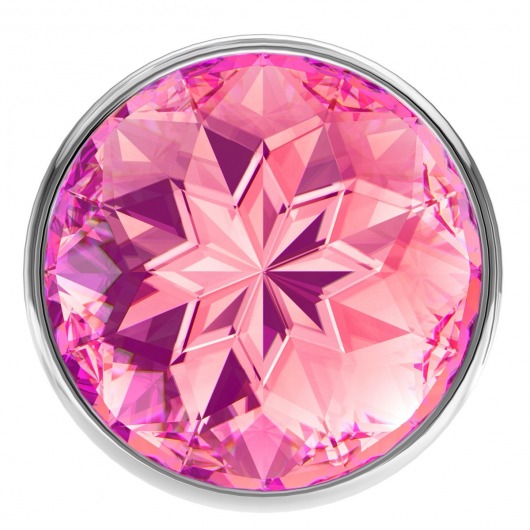 Малая серебристая анальная пробка Diamond Pink Sparkle Small с розовым кристаллом - 7 см. - Lola Games - купить с доставкой в Нальчике