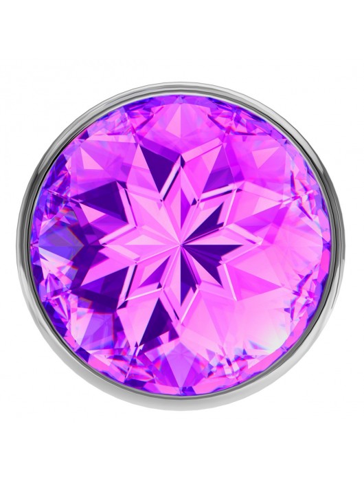 Малая серебристая анальная пробка Diamond Purple Sparkle Small с фиолетовым кристаллом - 7 см. - Lola Games - купить с доставкой в Нальчике