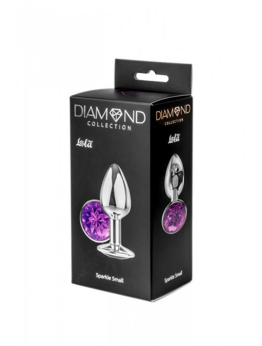 Малая серебристая анальная пробка Diamond Purple Sparkle Small с фиолетовым кристаллом - 7 см. - Lola Games - купить с доставкой в Нальчике
