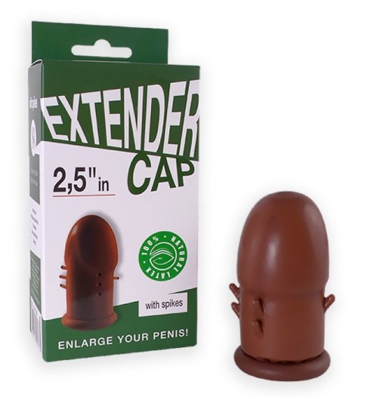 Коричневый латексный удлинитель пениса 2.5 in с шипиками - Sitabella - в Нальчике купить с доставкой