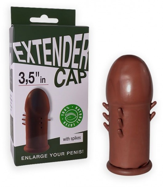 Коричневый латексный удлинитель пениса 3.5 in с шипиками - Sitabella - в Нальчике купить с доставкой Коричневый латексный удлинитель пениса 3.5 in с шипиками - Sitabella - в Нальчике купить с доставкой