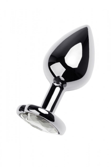 Серебристая анальная пробка с прозрачным кристаллом-сердцем - 8 см. - ToyFa - купить с доставкой в Нальчике