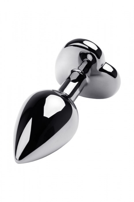 Серебристая анальная пробка с прозрачным кристаллом-сердцем - 8 см. - ToyFa - купить с доставкой в Нальчике