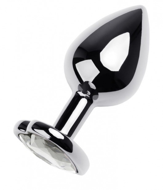 Серебристая анальная пробка с прозрачным кристаллом-сердцем - 8 см. - ToyFa - купить с доставкой в Нальчике