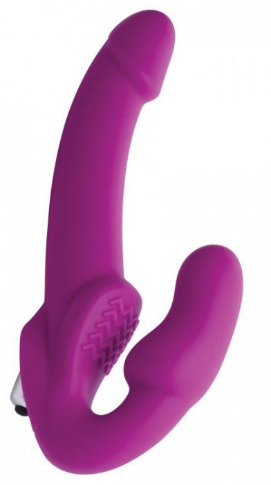 Ярко-розовый безремневой вибрострапон Evoke Vibrating Strapless Silicone Strap-on Dildo - XR Brands - купить с доставкой в Нальчике