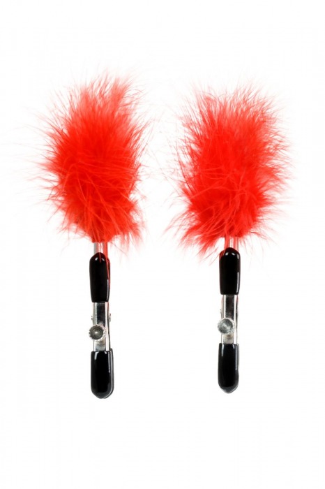 Зажимы для сосков с красным пухом Theatre - ToyFa - купить с доставкой в Нальчике