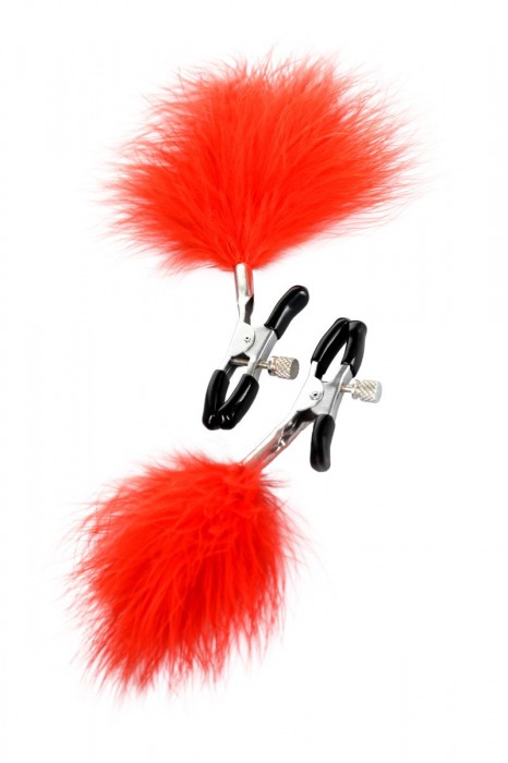 Зажимы для сосков с красным пухом Theatre - ToyFa - купить с доставкой в Нальчике