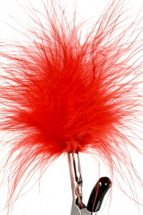 Зажимы для сосков с красным пухом Theatre - ToyFa - купить с доставкой в Нальчике