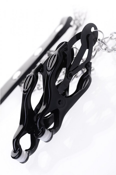 Черно-серебристые зажимы для сосков с кольцом для пениса TOYFA Metal - ToyFa - купить с доставкой в Нальчике