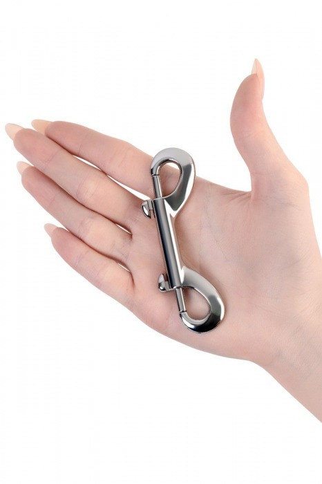 Серебристый двухсторонний карабин TOYFA Metal - ToyFa - купить с доставкой в Нальчике